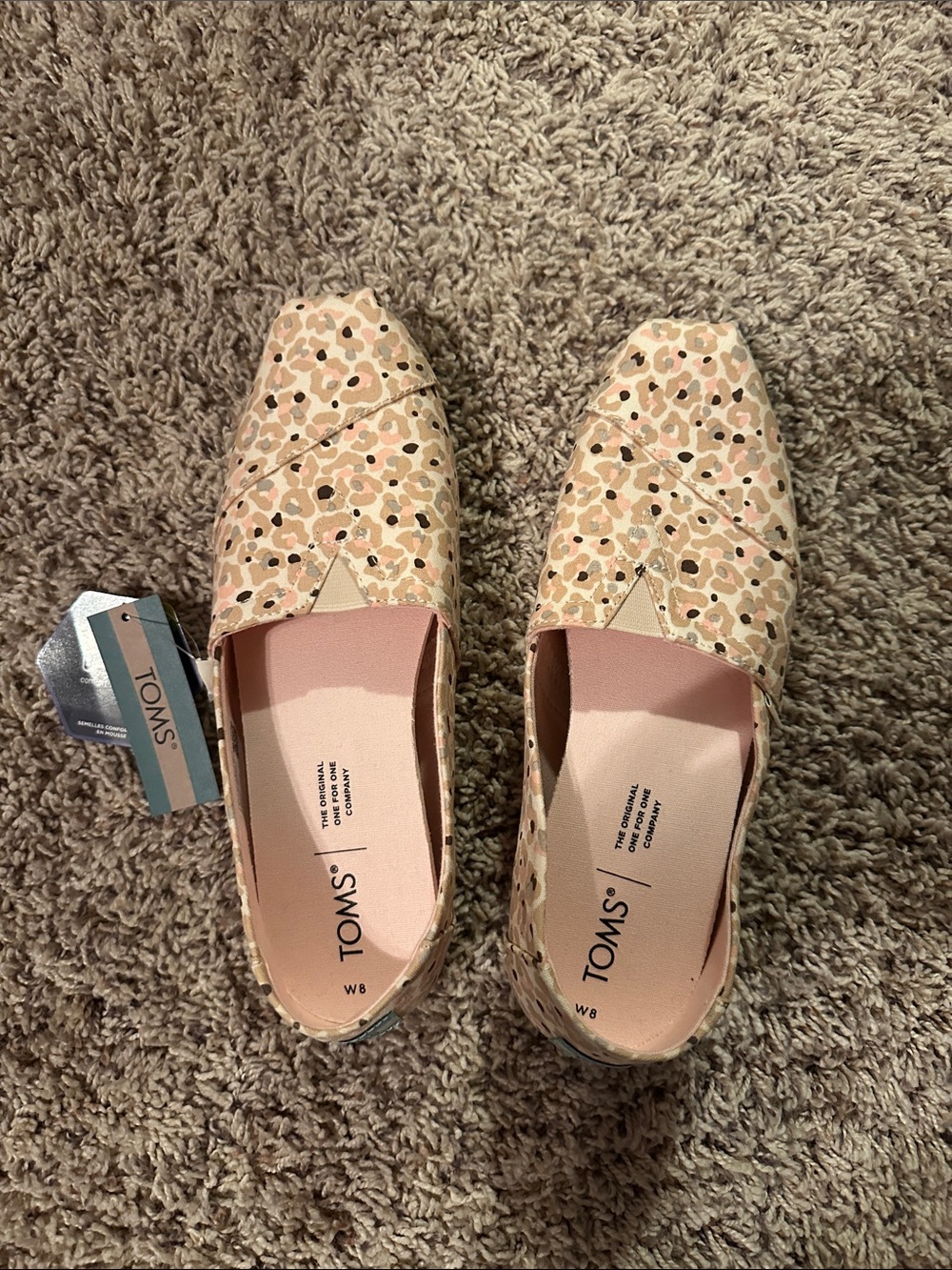 TOMS Women's Beige and Pink Floral Canvas Slip-Ons